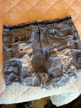 Women’s Distressed Denim Shorts - Blue